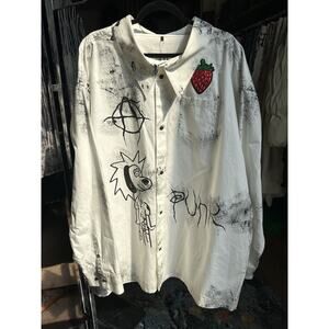 $685 SS25 punk graphic oversized button down